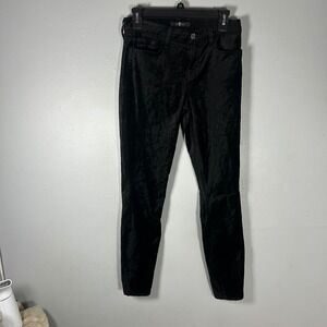 7‎ For All Mankind Black Velvet Crushed Skinny Jeans Womens Distressed